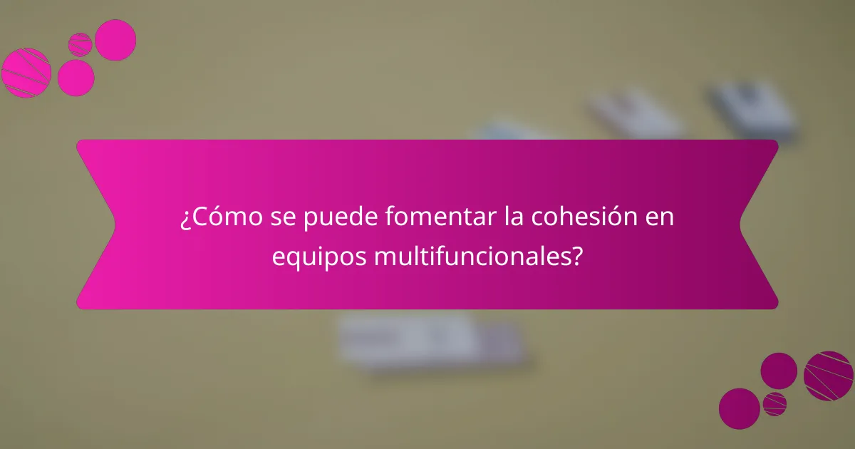 ¿Cómo se puede fomentar la cohesión en equipos multifuncionales?