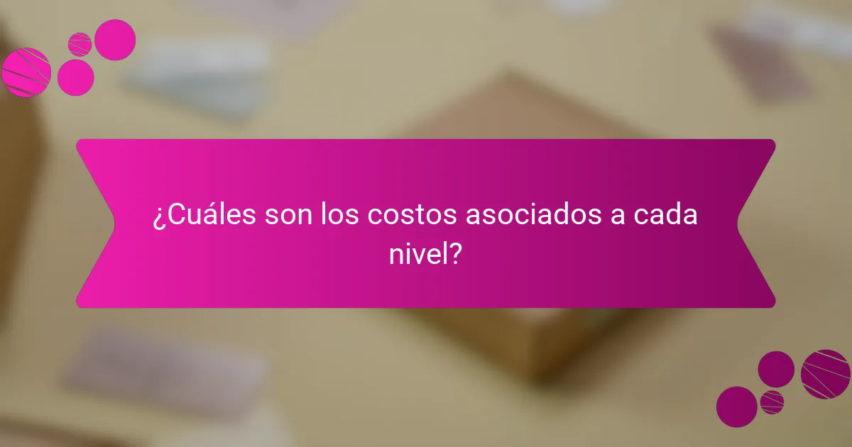 ¿Cuáles son los costos asociados a cada nivel?